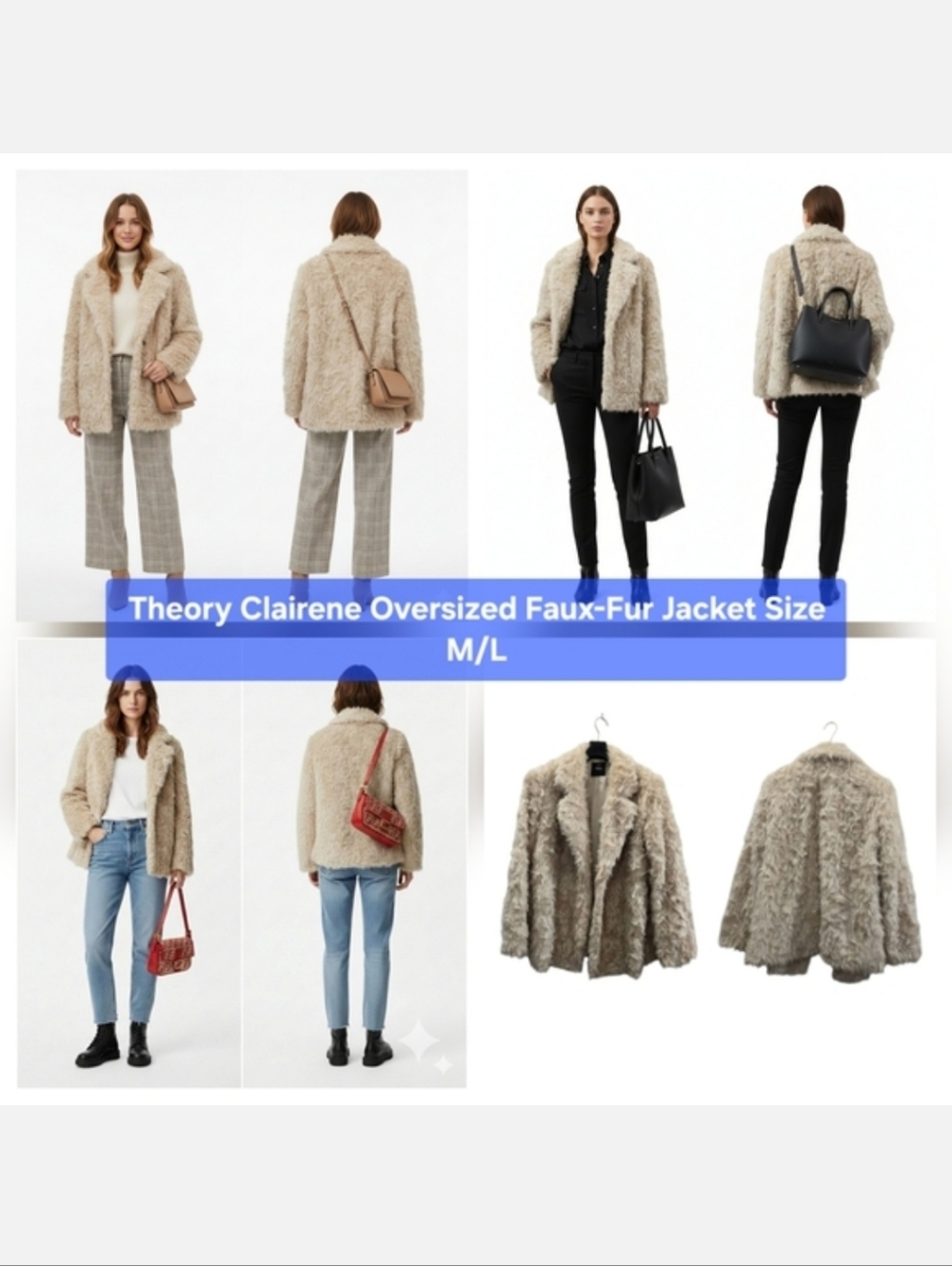 Theory Clairene Oversized Faux-Fur Jacket Size M/L